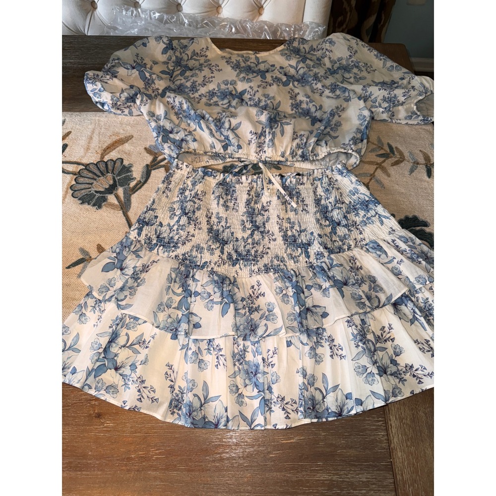 Intermix Floral Print‎ Two-Piece Set Smocked Ruffle Mini Dress XL